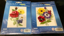 Lot Of 2 Janlynn Designs for the Needle 004-0852 & 004-0853 Butterfly Floral