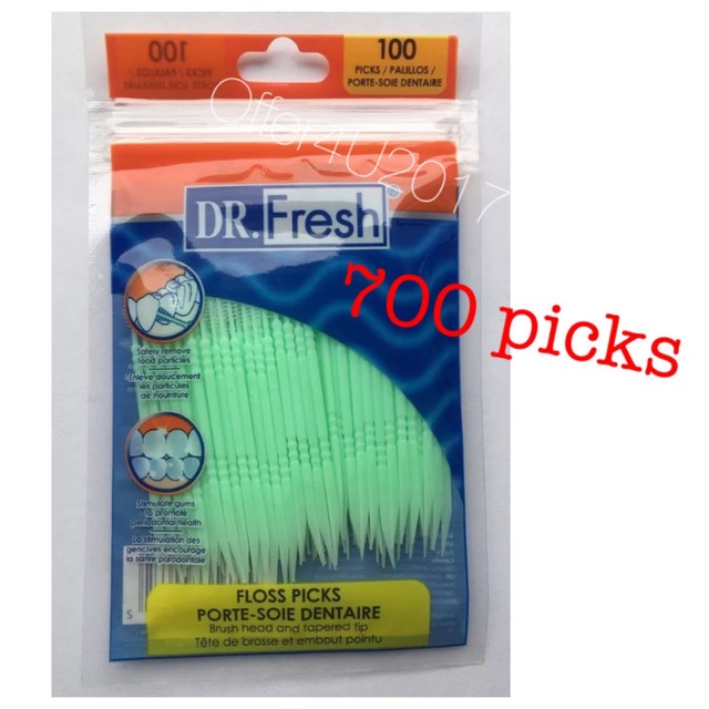 Dr. Fresh 700pc Soft Bristle Dental Floss Picks 7pack for sale online