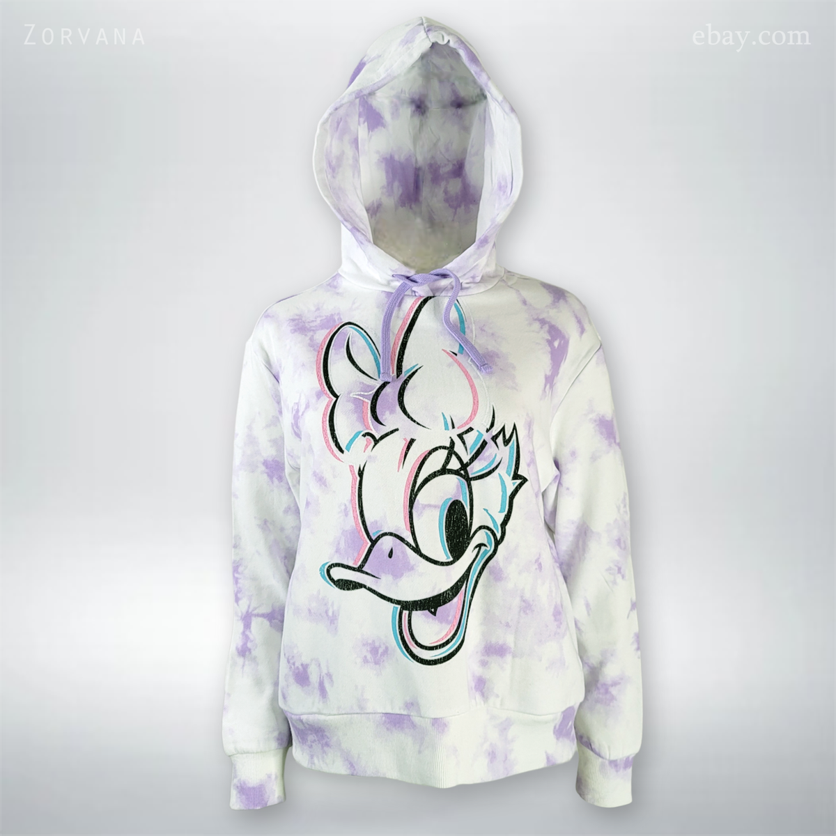 Disneyland Daisy Duck Tie-Dye Pullover Hoodie Lavender Purple - Main Image