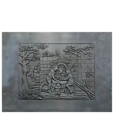 Plaque de Cheminée en Fonte 'Taverne' marque LUNAWAY | Dimensions 110x80hx1,2 cm