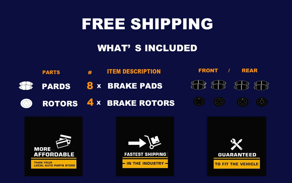 Front Rear Brakes and Rotors Brake Pads Kits for 2013-2018 Nissan Altima Sedan - Image 4 of 4