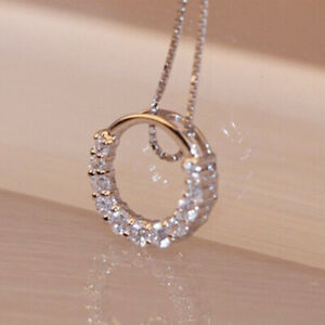 Fashion Women 925 Silver Cut Sapphire Ring Necklace Pendant Wedding Jewelry Set 