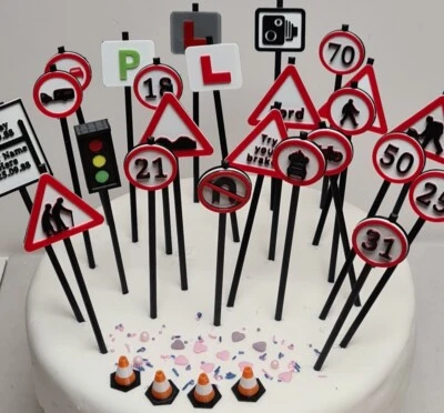 LEGION GIFTS Personalized Birthday Cake Topper signs car P L driving Learner 17th 18th 21st +