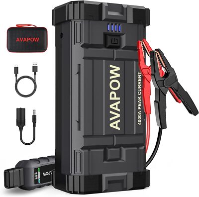 Avapow 4000A Car Jump Starter Powerful Portable Battery With Usb