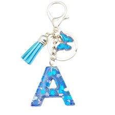 Blue-Z Initials Letter Keychain Tassel Butterfly Pendant for Car Keys Wallet A