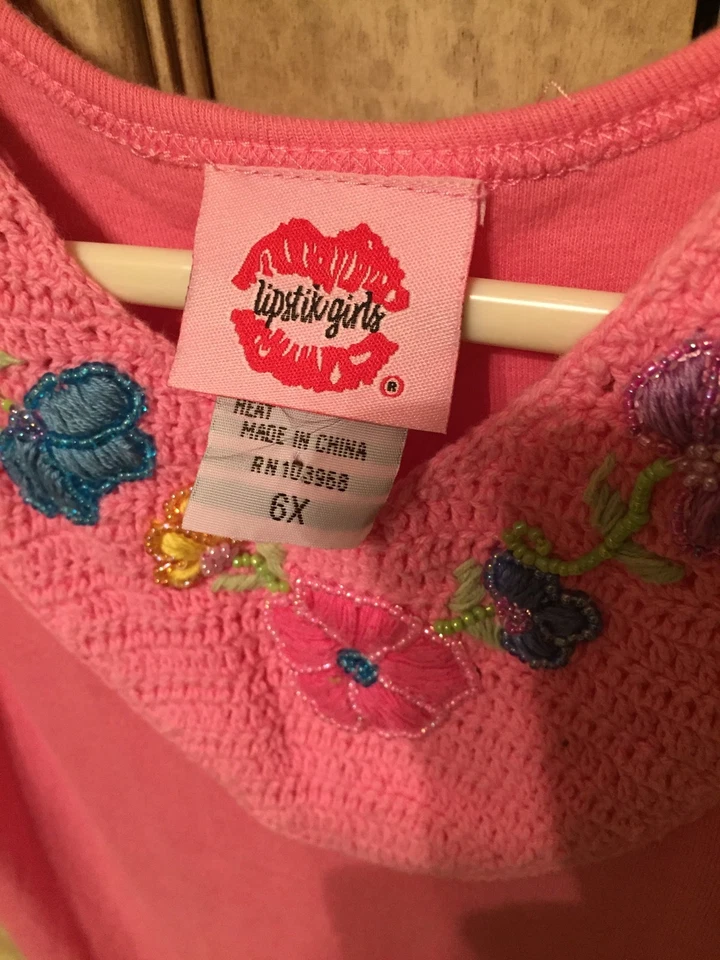 Vestido rosa babado com miçangas Lipstik Girls Boutique 6x - Imagem 3 de 4