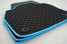 $$$ Lengenfelder Gummimatten für Audi A2 + RAND HELLBLAU + Gummi-Fußmatten + NEU