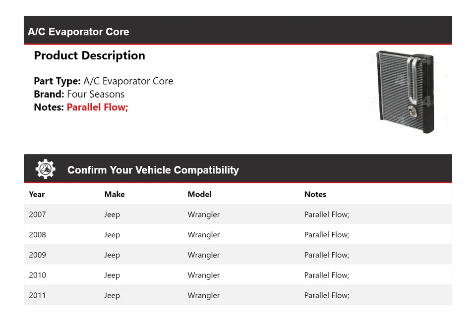 Ядро испарителя кондиционера для Jeep Wrangler 2007-2011 годов выпуска 4 сезона 2008 2009 2010 годов выпуска - Изображение 2 из 4