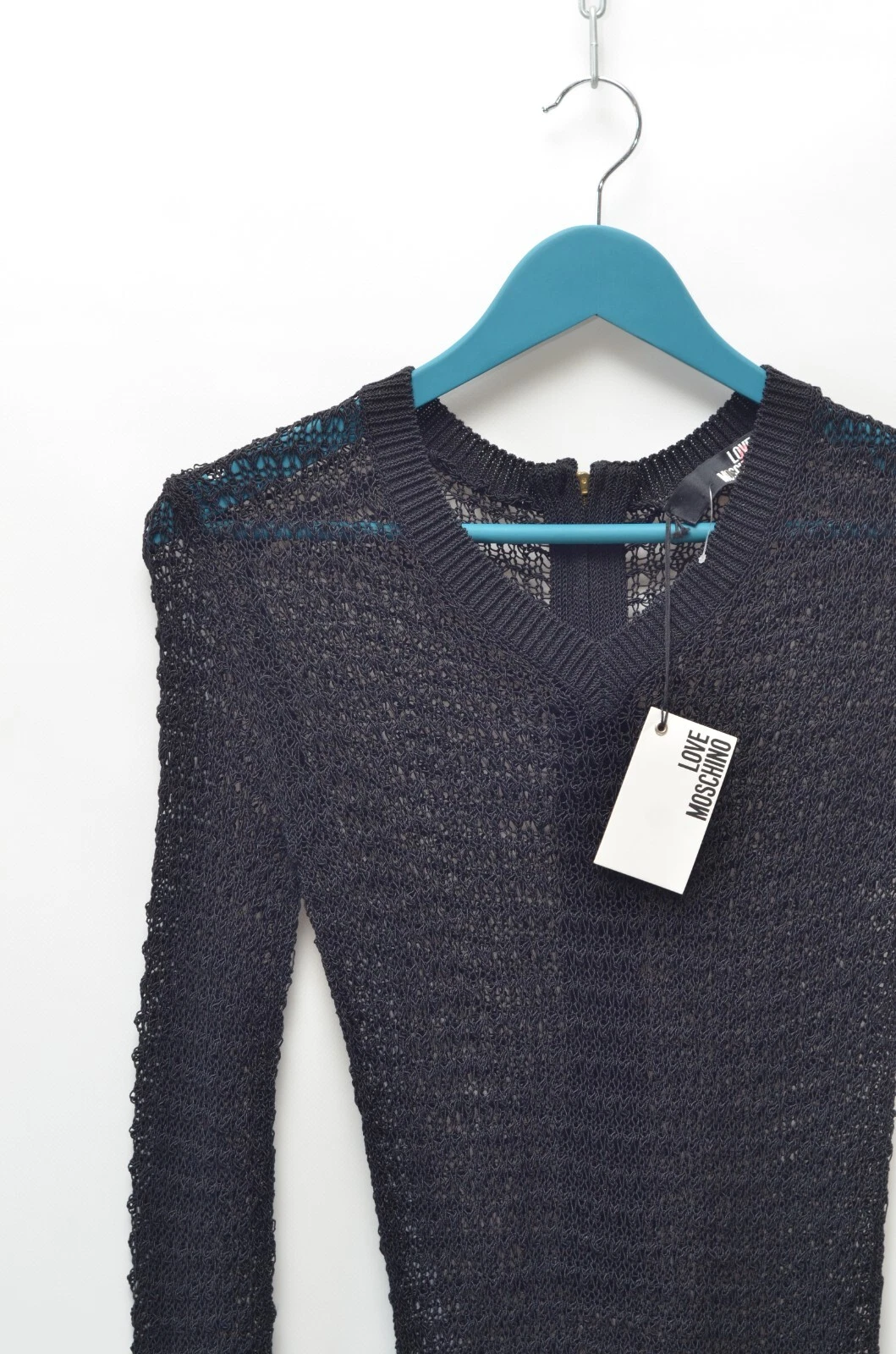 Love Moschino Lusso NUOVO! Abito donna nero in maglia taglia XS