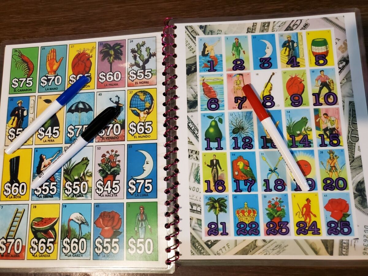 LOTERIA Game Raffle Sheets Laminated Notebook Numbers Name BINGO