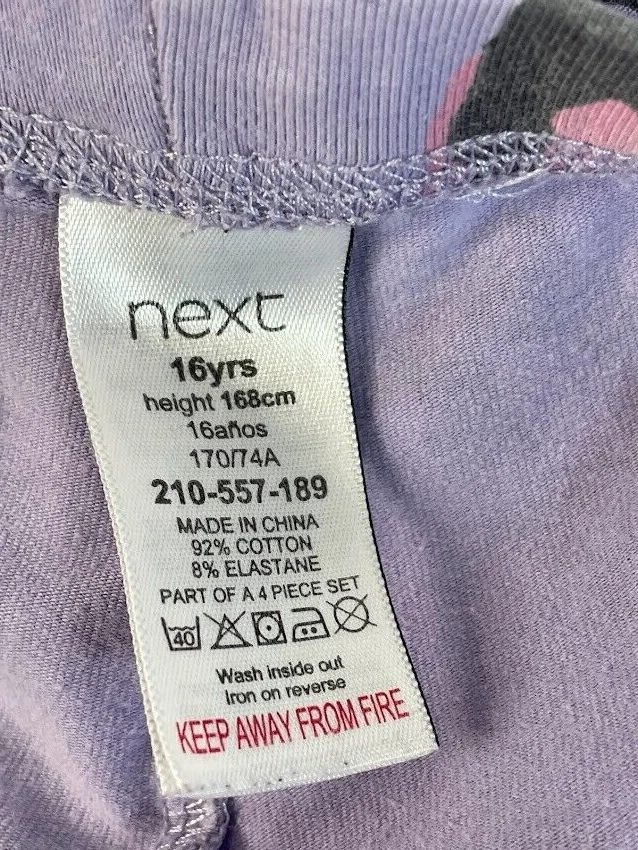 SIGUIENTE Pantalones de pijama de salón de algodón con estampado de animales morados para niñas talla 16 años Foto 3 de 4