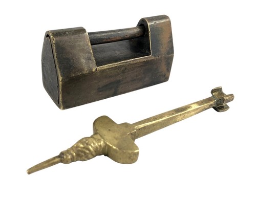 Collectible Antique Unique Tricky Mechanism Brass Strip System Padlock. G2-434 - Picture 3 of 9