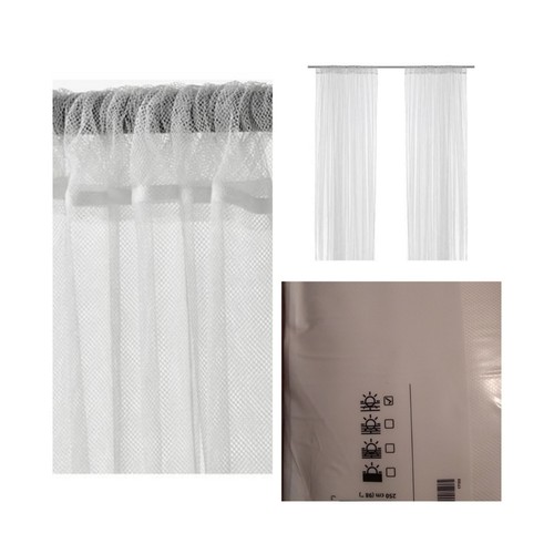 LILL Sheer curtains, 1 pair, white, 110x98 " White - Picture 2 of 4