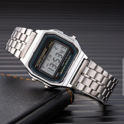 Water Proof Vintage Retro Digital Watch For Men & Women Alarm Stop Watch