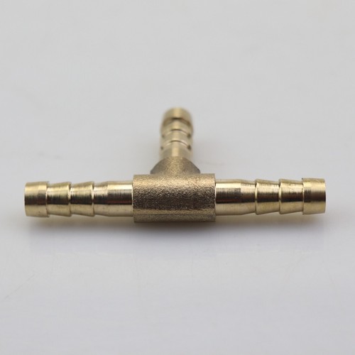 5Pcs Tee3 Way 1/4"6mm Brass Hose Barb Fitting Pipe Tubing Splicer Fuel Water Gas - Picture 4 of 7