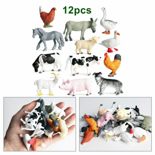 12x Farm Animal Figures Toy Mini Plastic Farm Animals Figures Realistic Farmyard - Picture 2 of 10