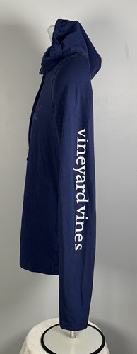 Sudadera con capucha Vinyard Vines logotipo de ballena para mujer pequeña azul algodón poliéster ligera - Imagen 4 de 5