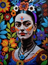 Frida Kahlo Blank Card A5 Greeting Cards Mexican Artist Birthday Day Dead Flower