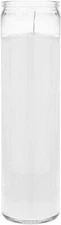 8 inch Candle, White Prayer, Emergency Pillar Clear Glass,  Unscented