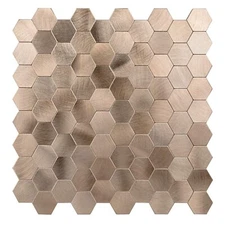 Metal Tile Backsplash with RetroLook - (Hexagon Copper Gold 10pack) Metallic ...