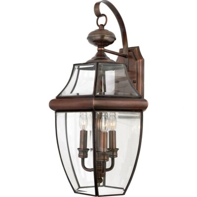 3 Light Large Wall Lantern-Aged Copper Finish - Outdoor - Wall Mounts -