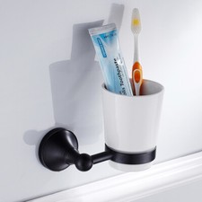 Oil Rubbed Bronze Toothbrush Holder Single Ceramic Cup Holder Wall Mount QD1764