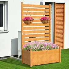 NAIZEA Extra Tall Air Conditioner Fence 41"Wx73"H Trash Can Fence & Planter Box