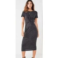 Urban Outfitters Women's Knotted Jersey Midi Gray XS Dress Stretchy Bodycon 