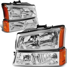 Pair Headlight Assembly Compatible with 2003-2006 Chevy Silverado 1500 2500 3500