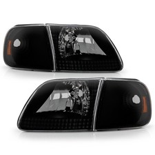 4pc Black Smoke 1997-2003 Ford F150 Expedition Headlightssignal Corner Lamps
