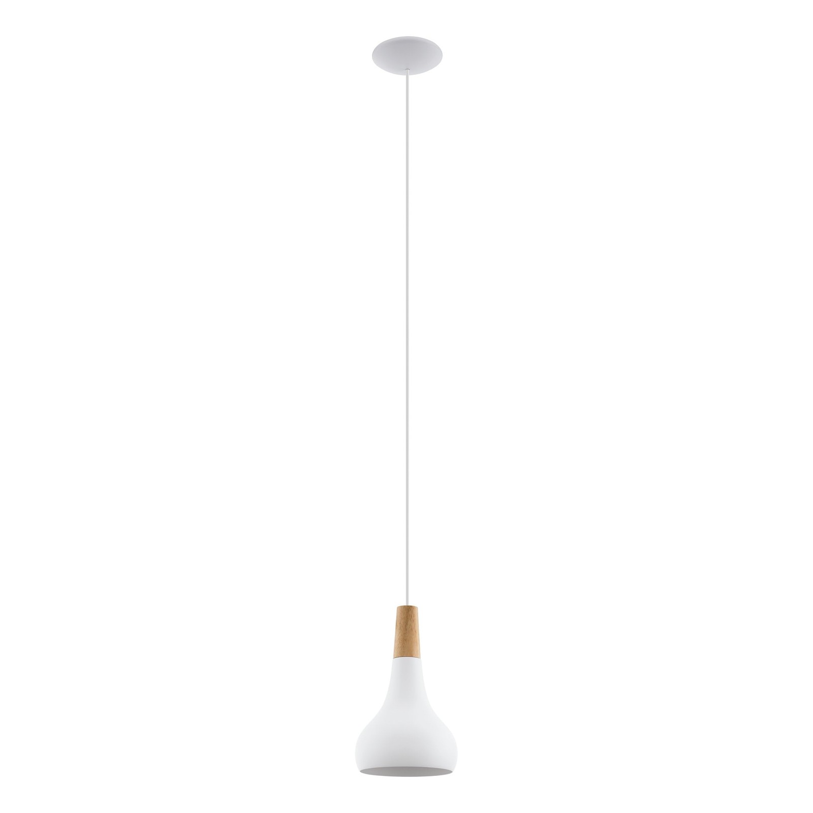 Suspension Sabinar luminaire haut de gamme en acier blanc et finition bois massif