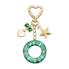 Cute Initial Letter Keychain, Letter O Keychains for Women Girls Bling Green
