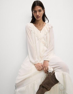 Marks & Spencer Damen weißes Maxi Hängerchen Midaxi Damen Kleid - M&S