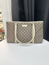 Gucci Diaper Tote Bag GG Supreme Canvas White Trim Italy