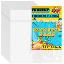 LOTMER 100 Pack Comic Book Sleeves, Current Size Comic Book Bags