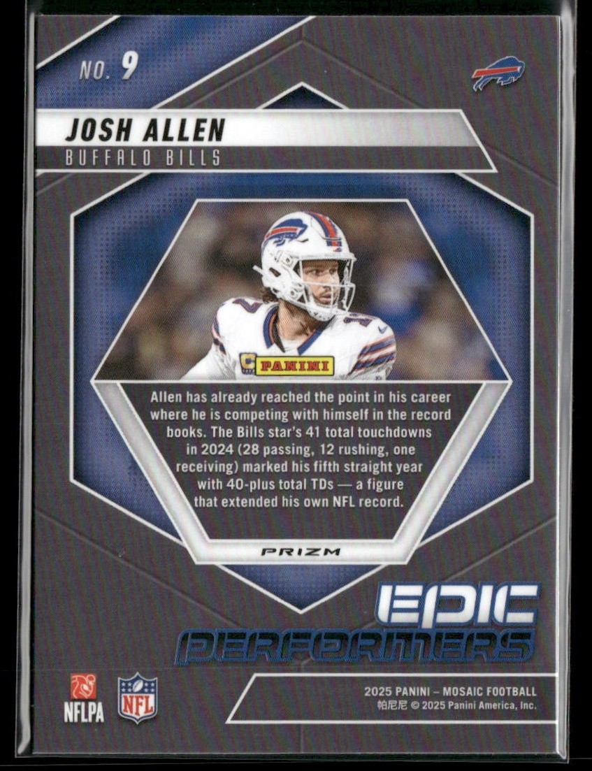 UNINE 何昶希 ソロ アルバム THE MAN トレカ Josh Allen 2025 Panini Mosaic Epic Performers #9 Orange