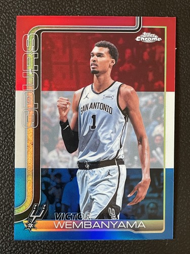 2025 Topps Chrome Red White Blue Refractor #22 Victor Wembanyama