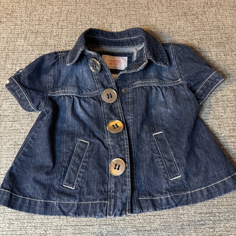 Limited Too Vintage Y2K Jean Jacket Size 6/7 Girls Short Sleeve Large Buttons