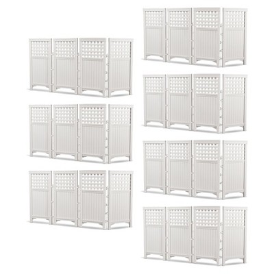 Suncast Outdoor Garden Yard 4 Panel Screen Enclosure Gated Fence, White (7 Pack)
