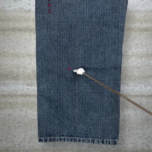 Vintage Skater Wide Leg Jeans 32x32 Enyce Dark Wash Baggy Denim Embroidered Y2K - Picture 7 of 9