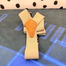 Perry Suspenders Mens Tan Elastic Belt Clip Heavy Duty Adjustable Made in USA