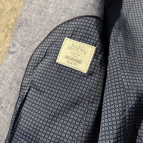 Murano Baird McNutt Linen Suit Mens S (38s) 32x30 Blue Slim Fit Blazer Trousers - Picture 5 of 16