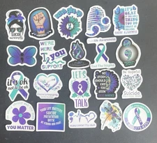 20 Suicide Prevention Awareness Stickers Purple Teal As Shown