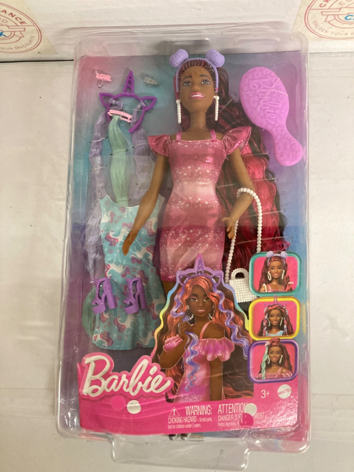 Barbie Doll, Fun & Fancy Hair with Extra-Long Colorful Black Hair and Shimmery P