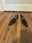 New! KARL LAGERFELD Women's Black Solid Pointed Toe Beaded Strap Slingback Heels — photo 2