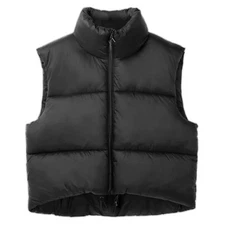 lara&missy Women's Cropped Winter Sleeveless Padded Outerwear Puffer Vest- Small