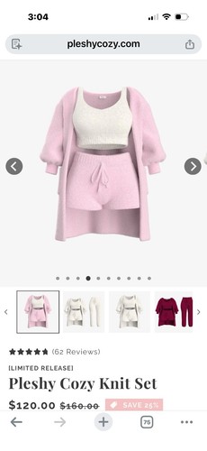 Pleshy Cozy Three Piece Set In Pink And White Size M