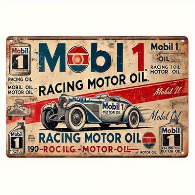 Blechschild Mobil Racing Motor Oil Vintage Metallschild TEL4256