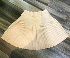 Sincerely Jules Women's Beige Solid Knit Pleated Skater Short Skirt S/P