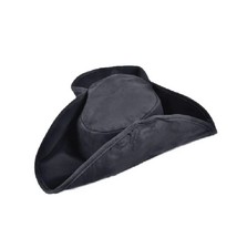 Black Distressed Tricorn Pirate Hat - Colonial - Costume Accessory - One Size
